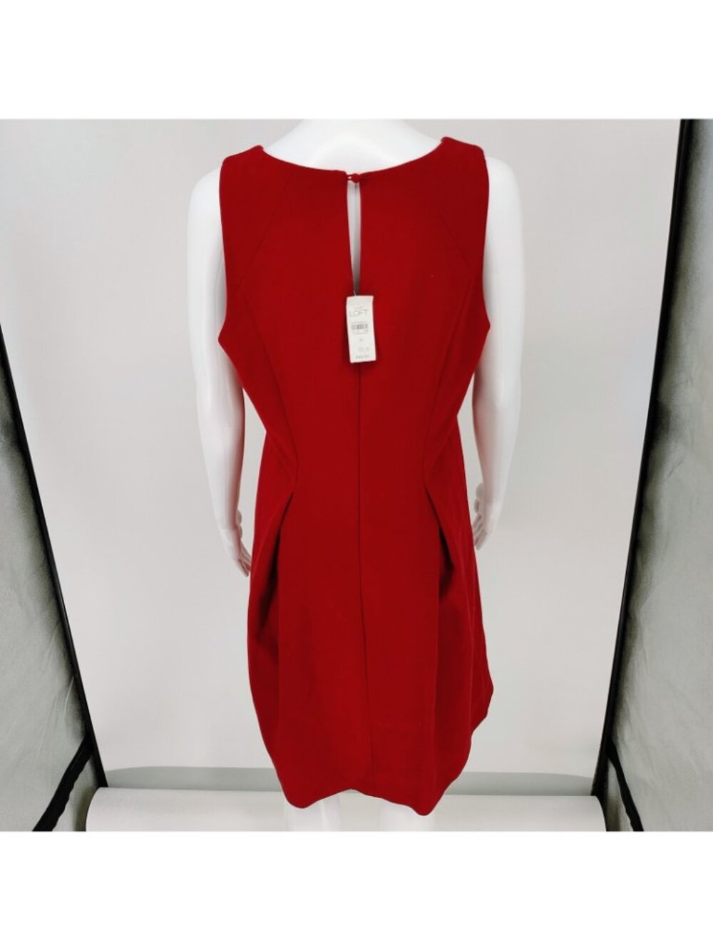 NWT Ann Taylor LOFT Red Pleated Sleeveless Cocktail Party Dress (Size 10) - Picture 3 of 13